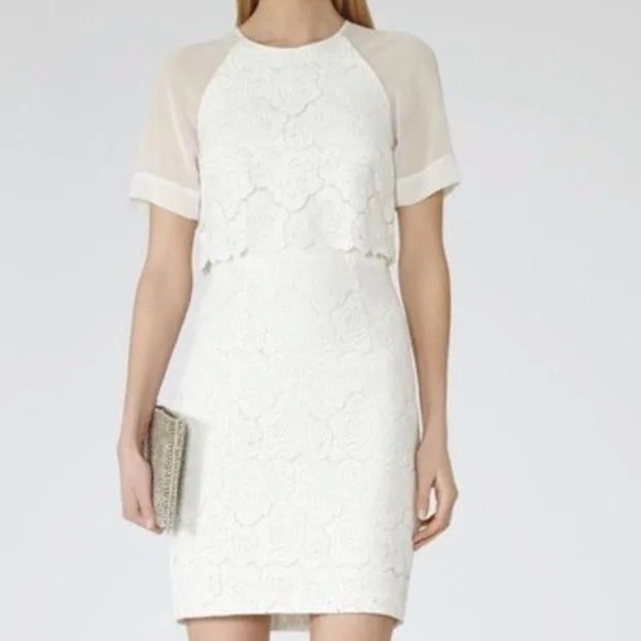Reiss White Calla Overlay Dress size 2 - Picture 2 of 7